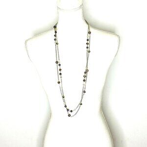 Sarah Coventry 2 Strand‎ Opera Necklace Silver Tone Chain